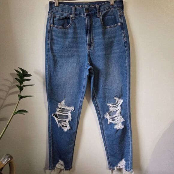 EUC LIKE NEW AMERICAN EAGLE OUTFITTERS DESTROYED MOM JEAN SIZE 6 REGULAR - Picture 1 of 16